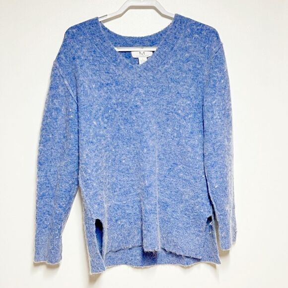 Revolve Sweater Alpaca Wool Blend V Neck Magaschoni Blue Size L - Picture 2 of 5